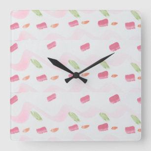 Pink Watercolor Clock