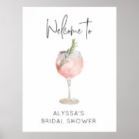 Pink Watercolor Cocktail Bridal Shower Welcome 