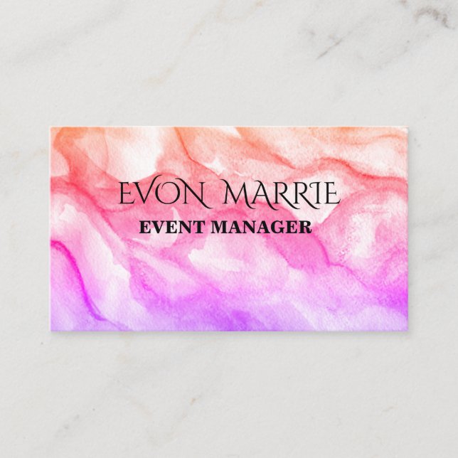 Pink Watercolor Csutom Busines Card (Front)