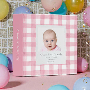 Pink Watercolor Custom Personalized Baby Photos Binder