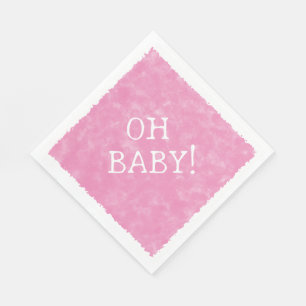 Pink Watercolor Custom Text Baby Shower Oh Baby Napkin