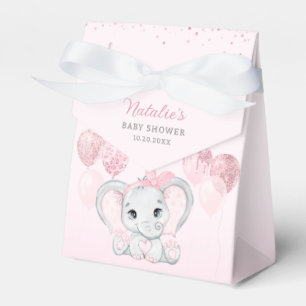 Pink Watercolor Cute Elephant Girl Baby Shower  Favor Box