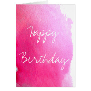 Pink watercolor cute girly arty creative birthday