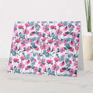Pink Watercolor Daisies Card