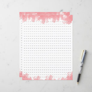 Pink Watercolor dashed line stationery paper