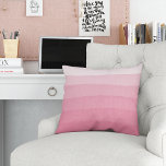 Pink Watercolor Dip Dye Gradient Stripe Throw Pillow<br><div class="desc">Our sweetly chic throw pillow is the perfect girly touch for your bed, couch or dorm room! Design features a dip dye effect with wide horizontal gradient stripes in sheer honeysuckle pink watercolors. Printed on both sides. We recommend the Grade A cotton pillow for an upscale look. Want this design...</div>