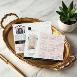 Pink Watercolor Door Real Estate Calendar 2025 Postcard<br><div class="desc">Beautiful and elegant real estate business 2025 calendar marketing postcard. Our design features our own hand-painted watercolor blush pink front door. Accented with touches of gold on the mailbox slot, door handle, and door kickplate. Modern black outdoor wall lights and a burlap welcome doormat complete this charming real estate design....</div>