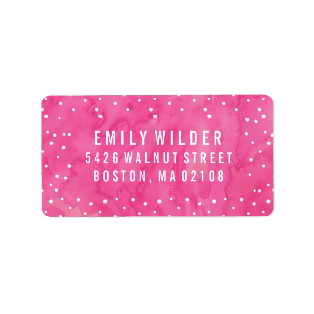 Pink Watercolor Dots Baby Shower Label (Front)