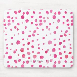 Pink Watercolor Dots Personalized Mouse Pad