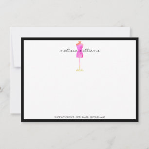 Pink Watercolor Dress Mannequin Flat Notecard