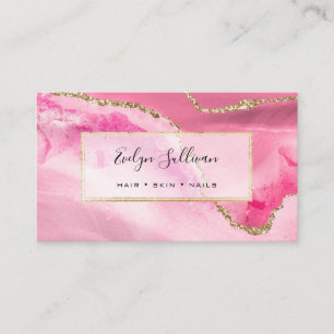 pink watercolor elegant agate business card