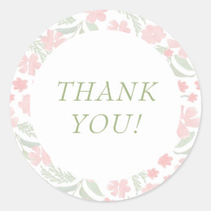Pink Watercolor Elegant Thank You Sticker