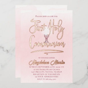 pink watercolor First Holy Communion