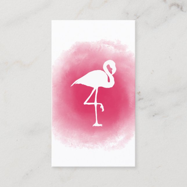 Pink Watercolor Flamingo Business Card (Front)