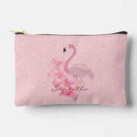 Pink Watercolor Flamingo Floral and Dots Named
