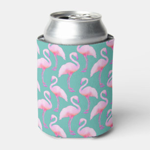 Pink Watercolor Flamingo Tissue Paper Can Cooler
