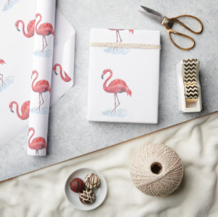 Pink watercolor Flamingo . Wrapping Paper