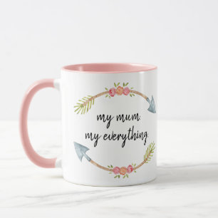 Pink Watercolor Floral Arrow  Mug
