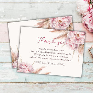 Pink Watercolor Floral Baby Shower Thank You Card
