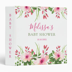 Pink Watercolor Floral Botanical Baby Shower Album Binder