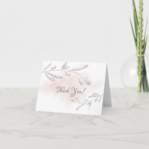 Pink Watercolor Floral Bridal Shower Thank You Card