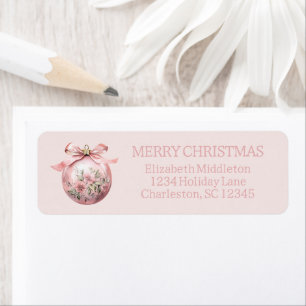 Pink Watercolor Floral Christmas Ornament