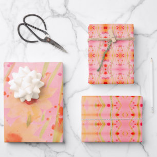 Pink Watercolor Floral Designer Wrapping Paper Sheet