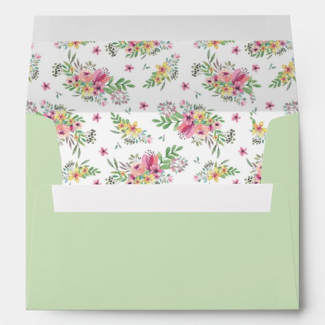 Pink Watercolor Floral Envelope (Back (Bottom))