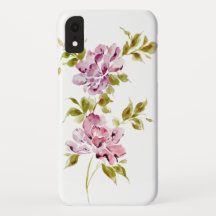 Pink watercolor floral flowers chic stylish