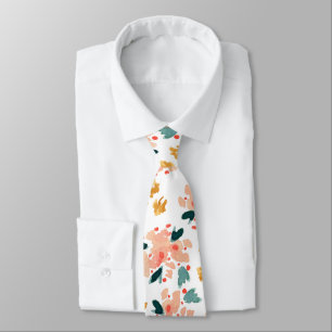 Pink Watercolor Floral Garden Tie