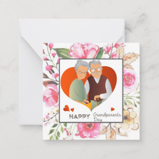 Pink Watercolor Floral Grandparents Day Card