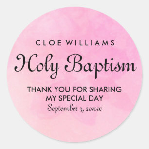 Pink Watercolor Floral Holy Baptism Envelope Seal