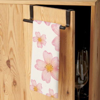 Pink Watercolor Floral Kitchen Towel