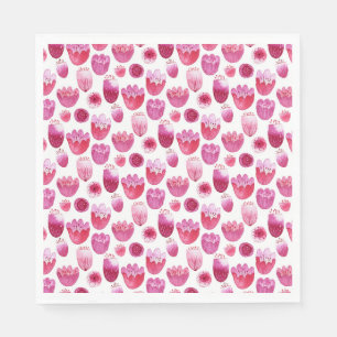 Pink Watercolor Floral Napkin