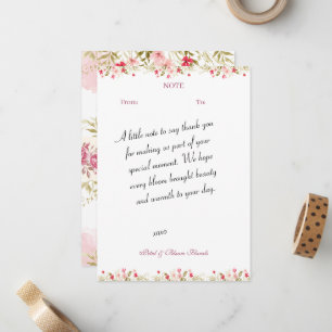 Pink Watercolor Floral Note Card