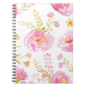 Pink Watercolor Floral Notebook