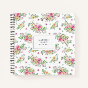 Pink Watercolor Floral Notebook