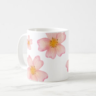 Pink Watercolor Floral Pattern Coffee Mug
