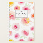 Pink Watercolor Floral Pattern Personalized Planner<br><div class="desc">Feminine and elegant floral planner featuring watercolor pastel pink peonies pattern. This feminine planner is fully customizable. This will be perfect as a personalized gift.</div>