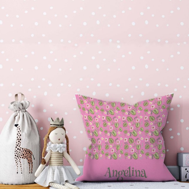 Pink watercolor floral pattern throw pillow (Creator Uploaded)