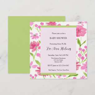 Pink Watercolor Floral Personalized Baby Shower Invitation