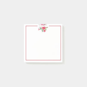 Pink watercolor floral personalized   post-it notes