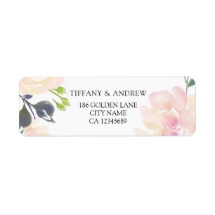 Pink Watercolor Floral Return Address Label