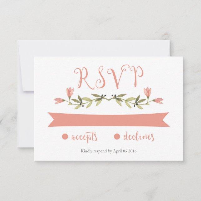 Pink Watercolor Floral RSVP (Front)