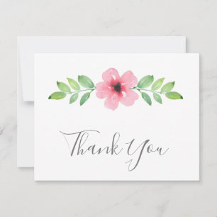 Pink Watercolor Floral Swag Thank You Card