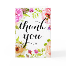 Pink Watercolor Floral Thank You