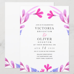 Pink Watercolor Floral Wedding Invitations