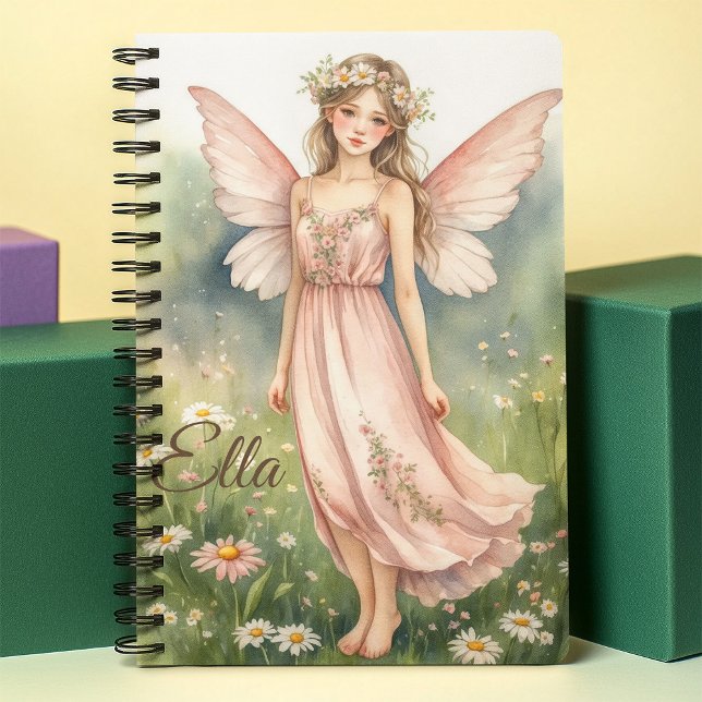 Pink Watercolor Flower Fairy Personalized Notebook (Creator Uploaded)