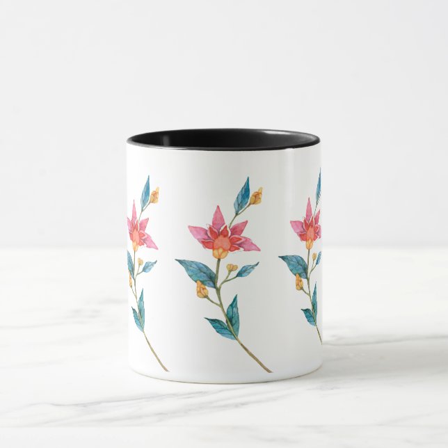 Pink watercolor flower  mug (Center)