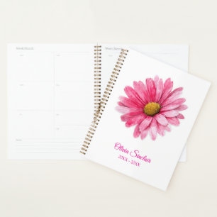 Pink Watercolor Flower Personalized Planner